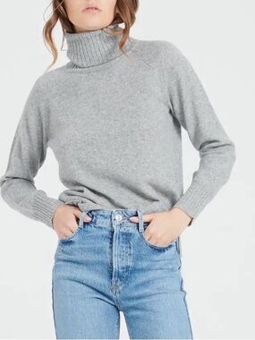 Cashmere Gray Turtleneck Sweater - Women's Cozy Knit